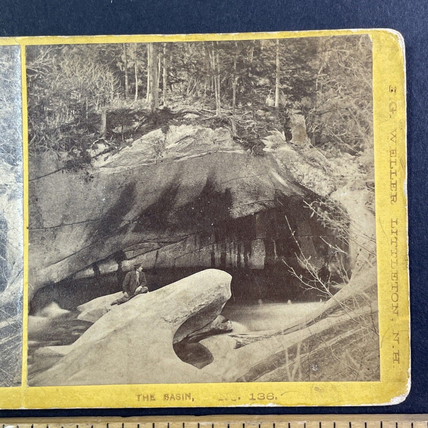 Franconia Notch Basin Stereoview New Hampshire F.G. Weller c1870s Y928