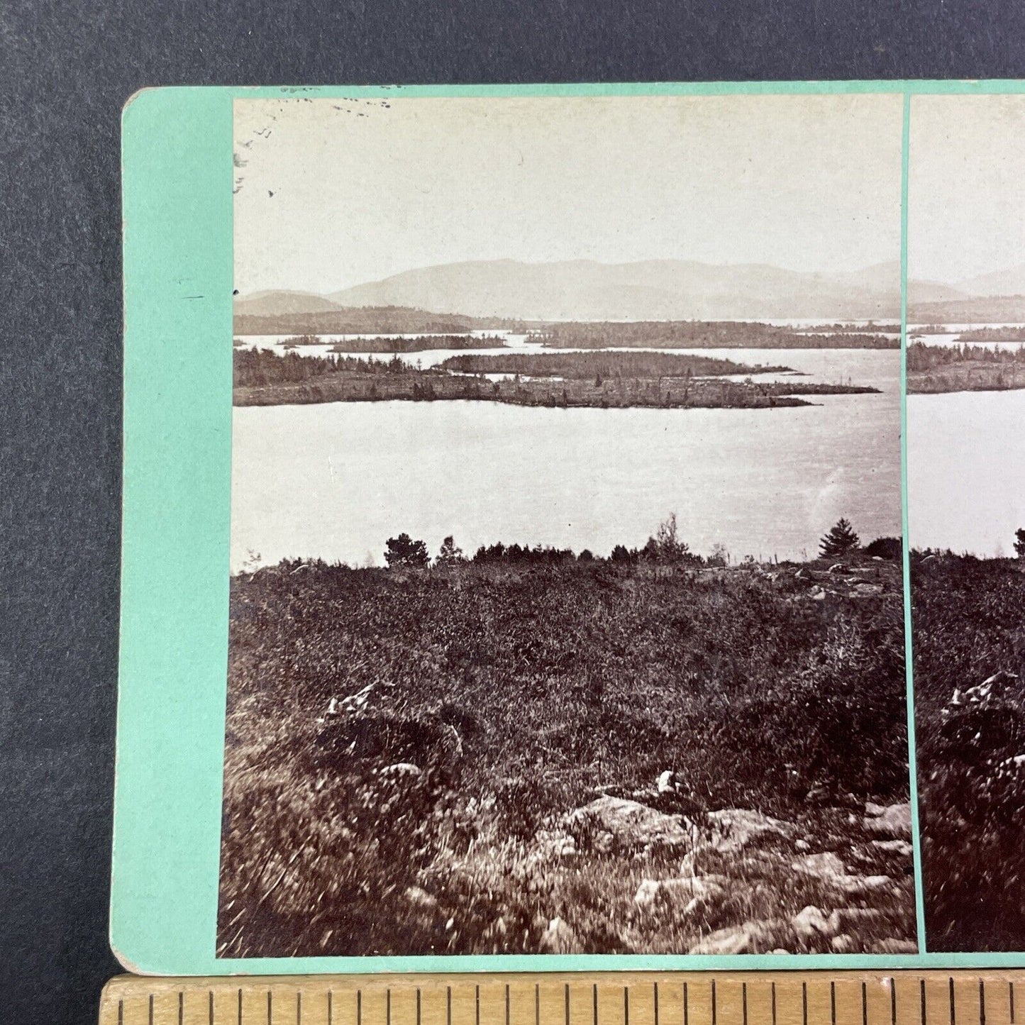 Lake Winnipesaukee NH Stereoview Photo Card ET Brigham Antique c1869 X861