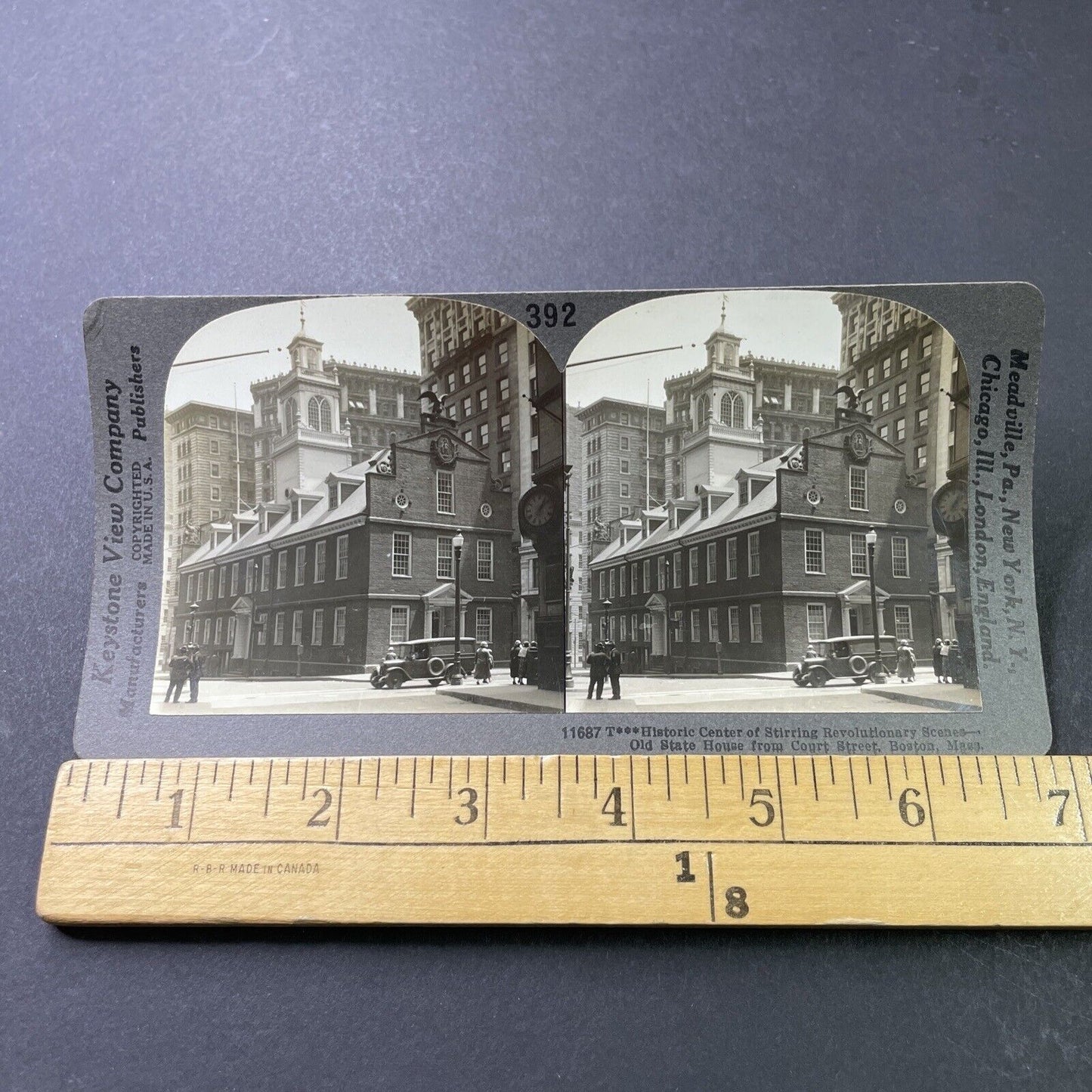 Antique 1920s Old State House Boston MASS Stereoview Photo Card P3164