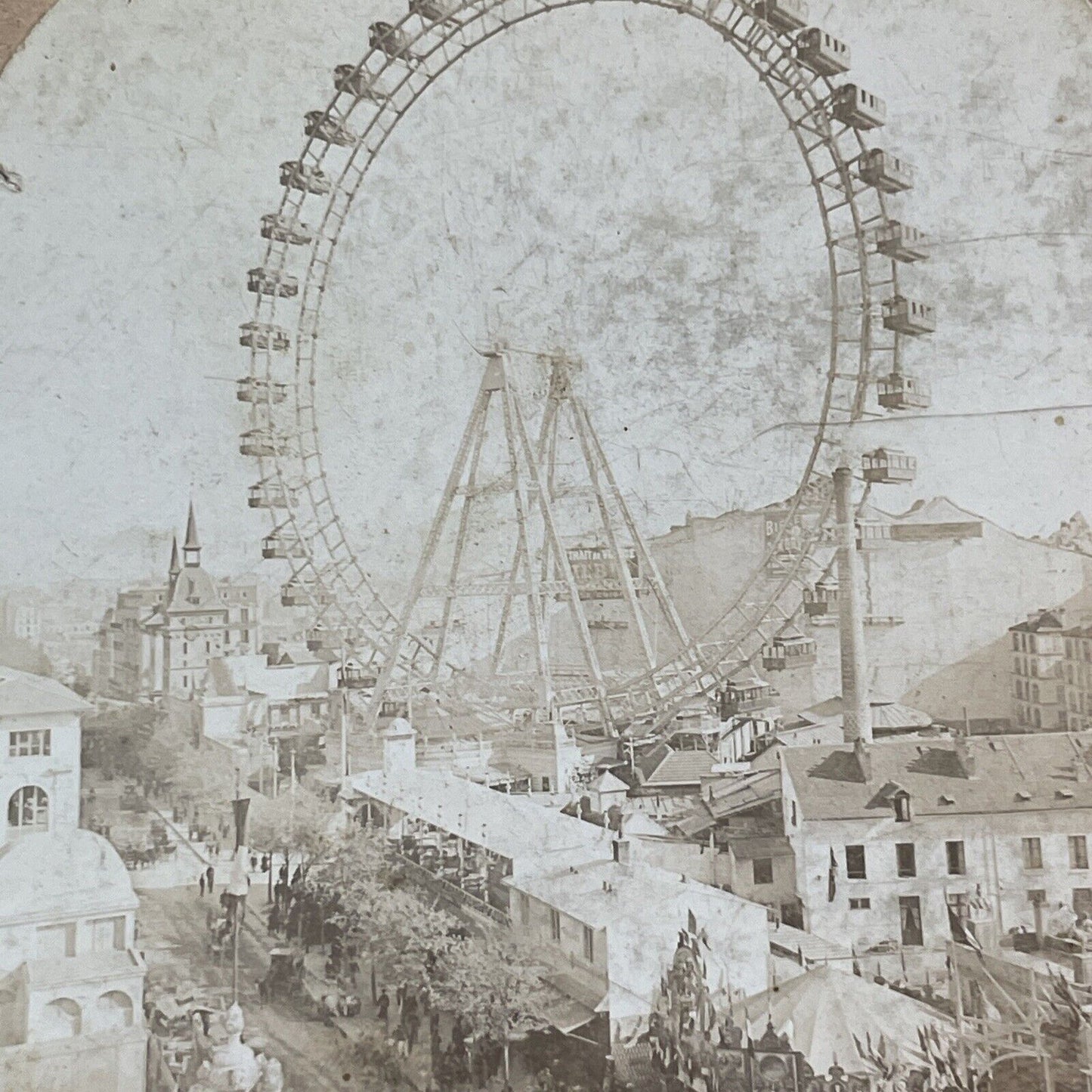 The Grand Ferris Wheel Paris France Stereoview Photo Antique c1900 X1327