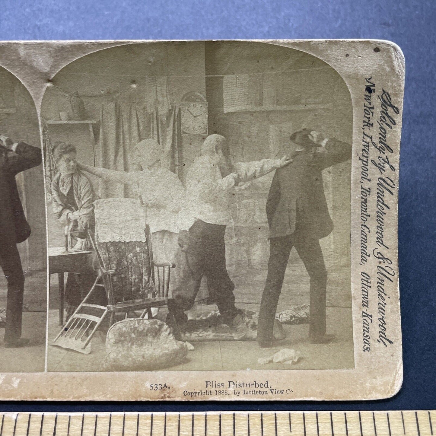 Antique 1888 Lovers Interrupted By Parents Stereoview Photo Card P2420