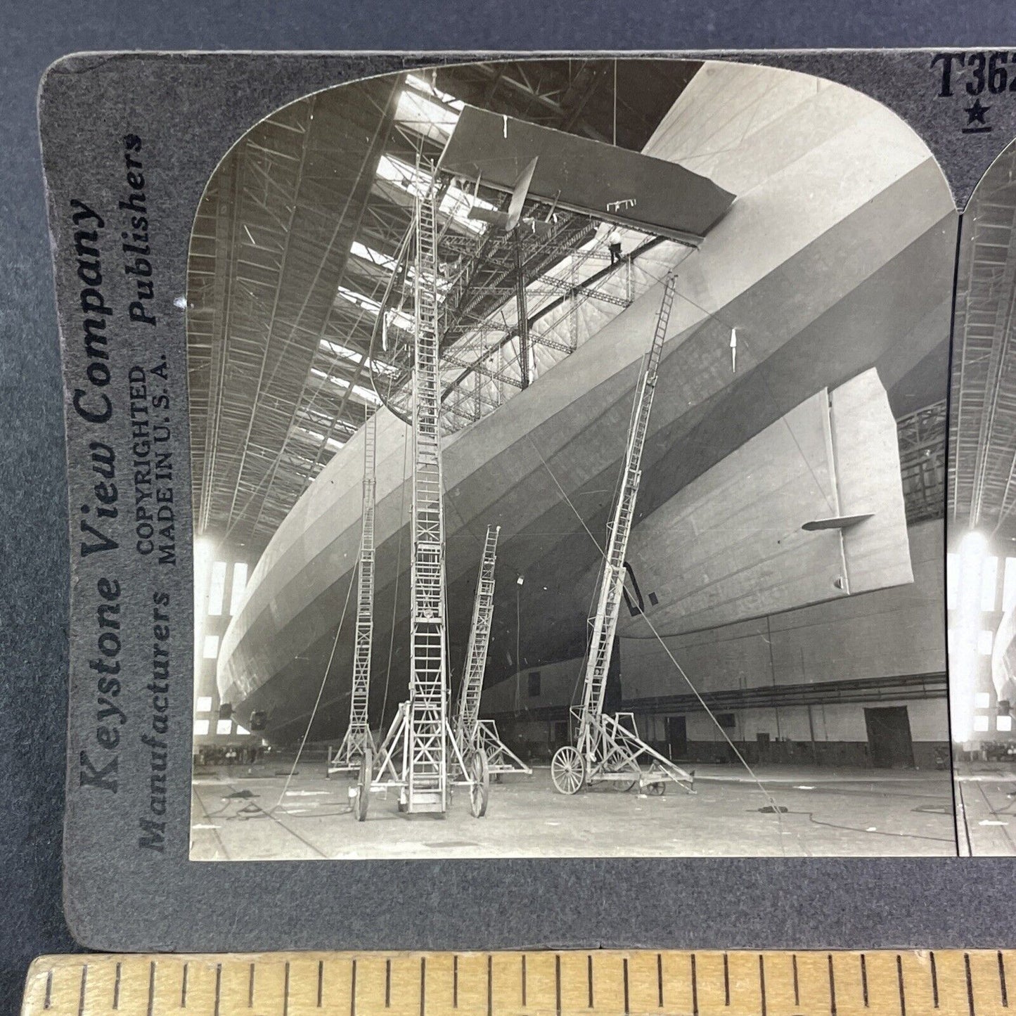 Graf Zeppelin Commercial Airship Stereoview Lakehurst New Jersey c1928 Y2775