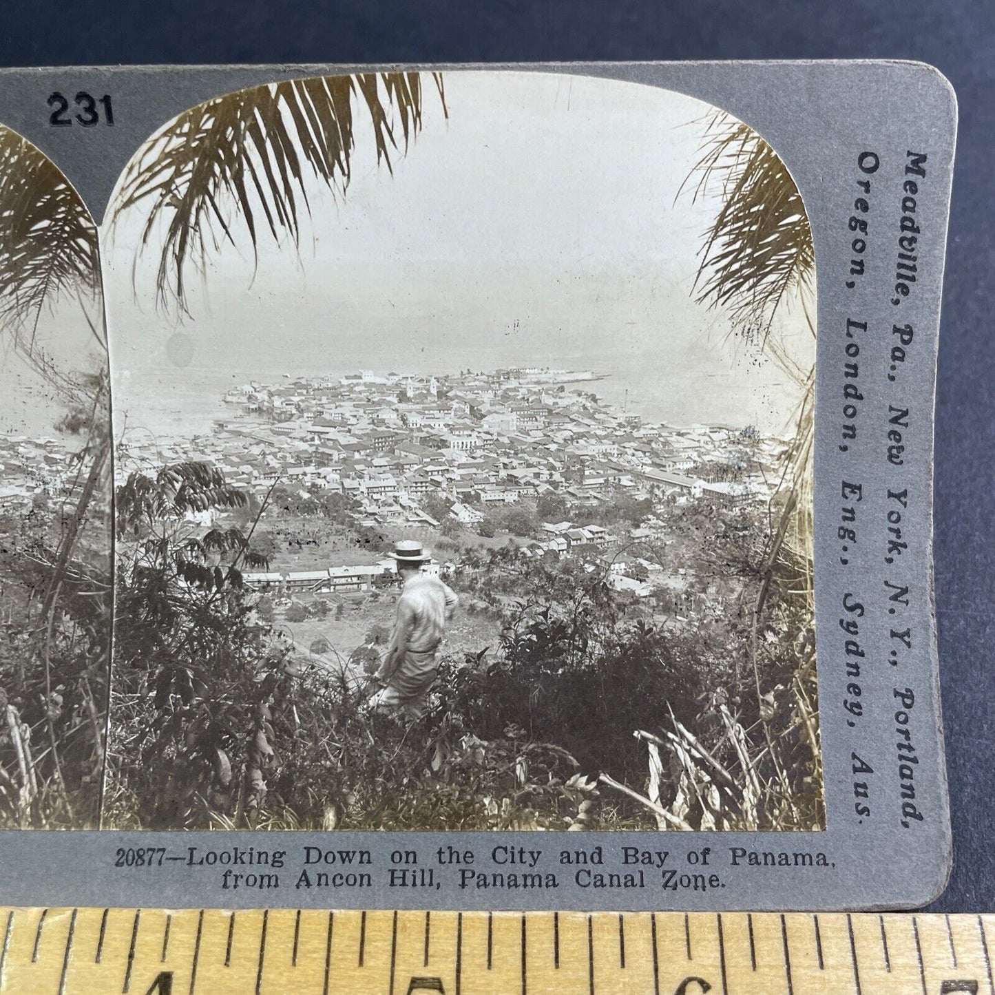 Antique 1909 Panama City Aerial View From Ancon Hill Stereoview Photo Card P2128