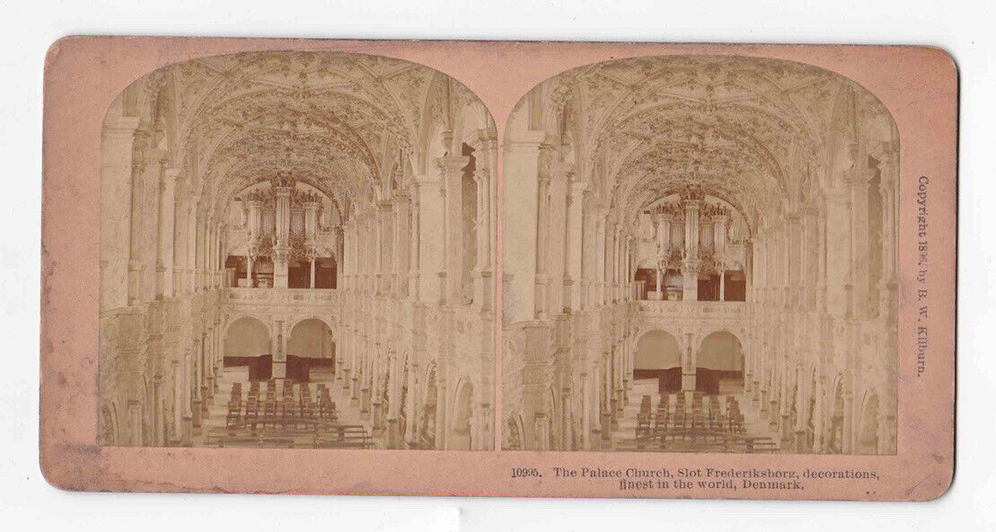 Antique 1896 Christiansborg Palace Church, Copenhagen, Denmark Stereo Card P268