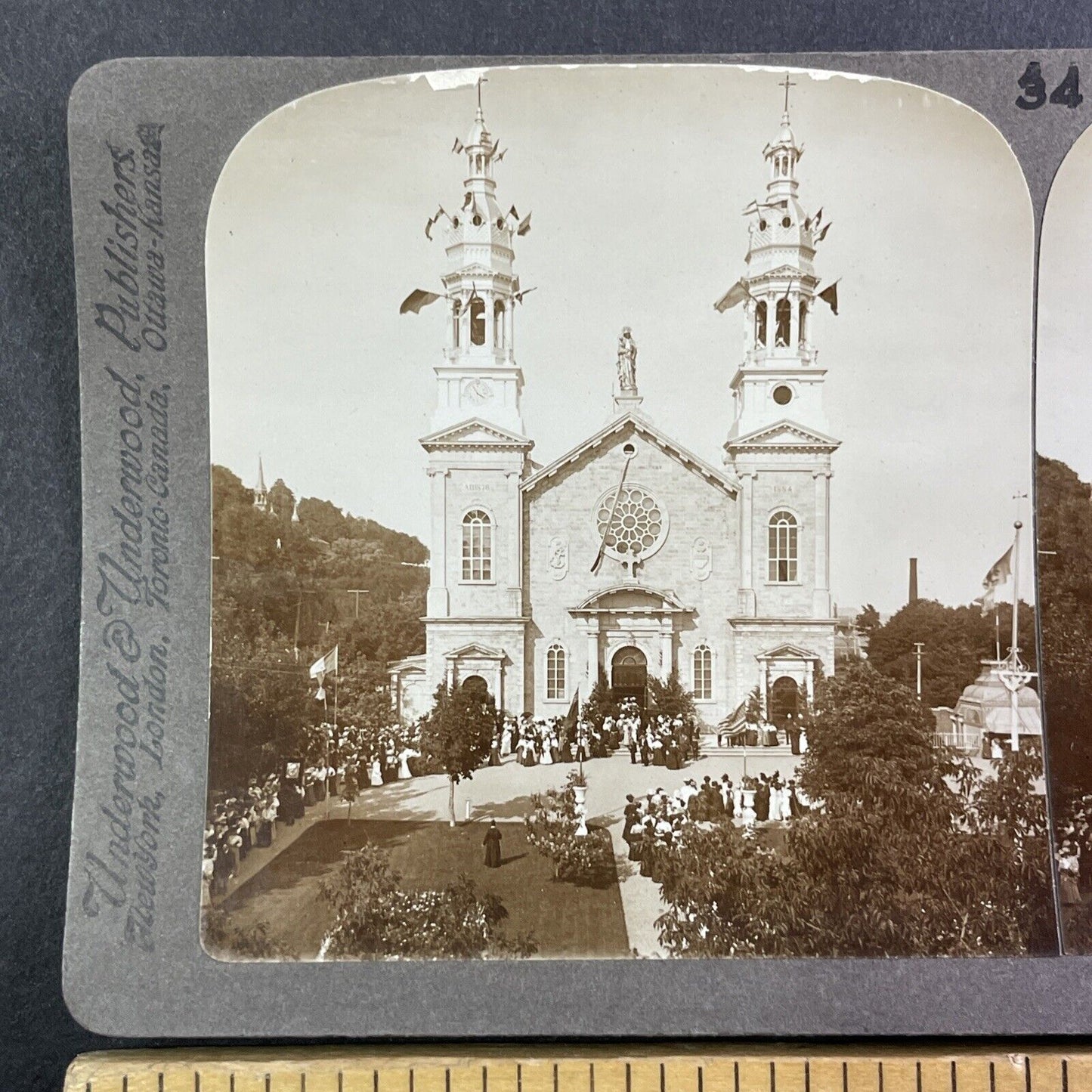 Pilgrims seeking Miracles Sainte Anne de Beaupre Church Stereoview c1890s Y1718