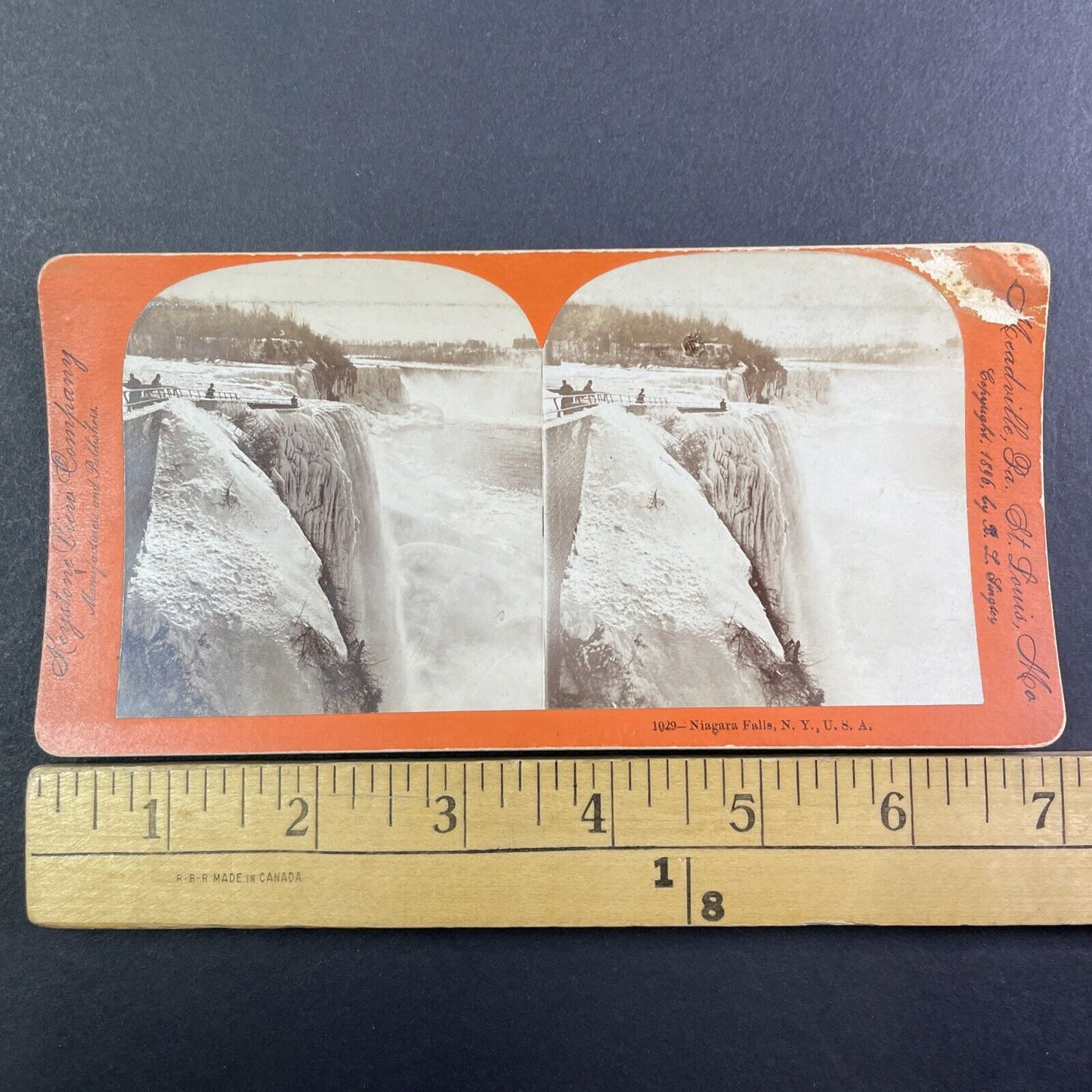 Niagara Falls New York Waterfall Frozen Stereoview Antique c1896 Y1442