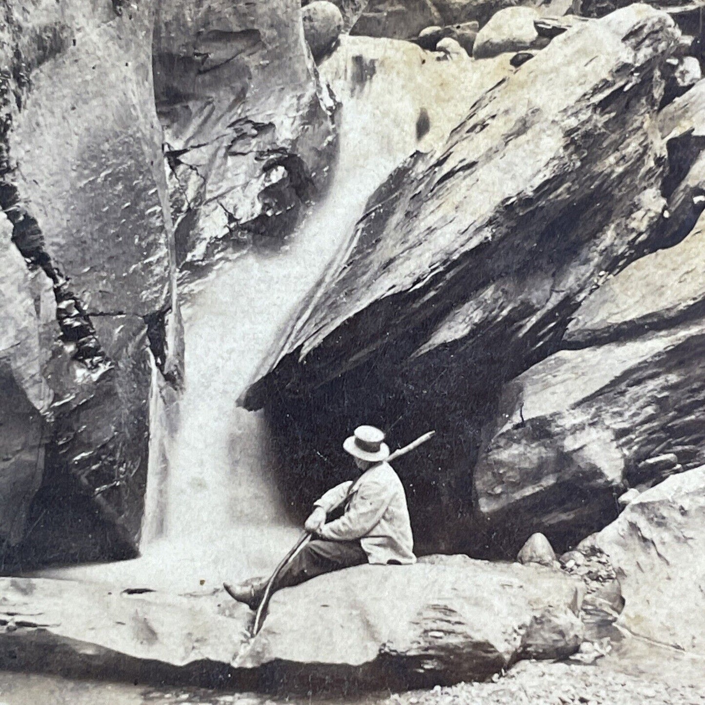 William England Self-Portrait Stereoview Sallanches Gorge Antique c1870 X3608