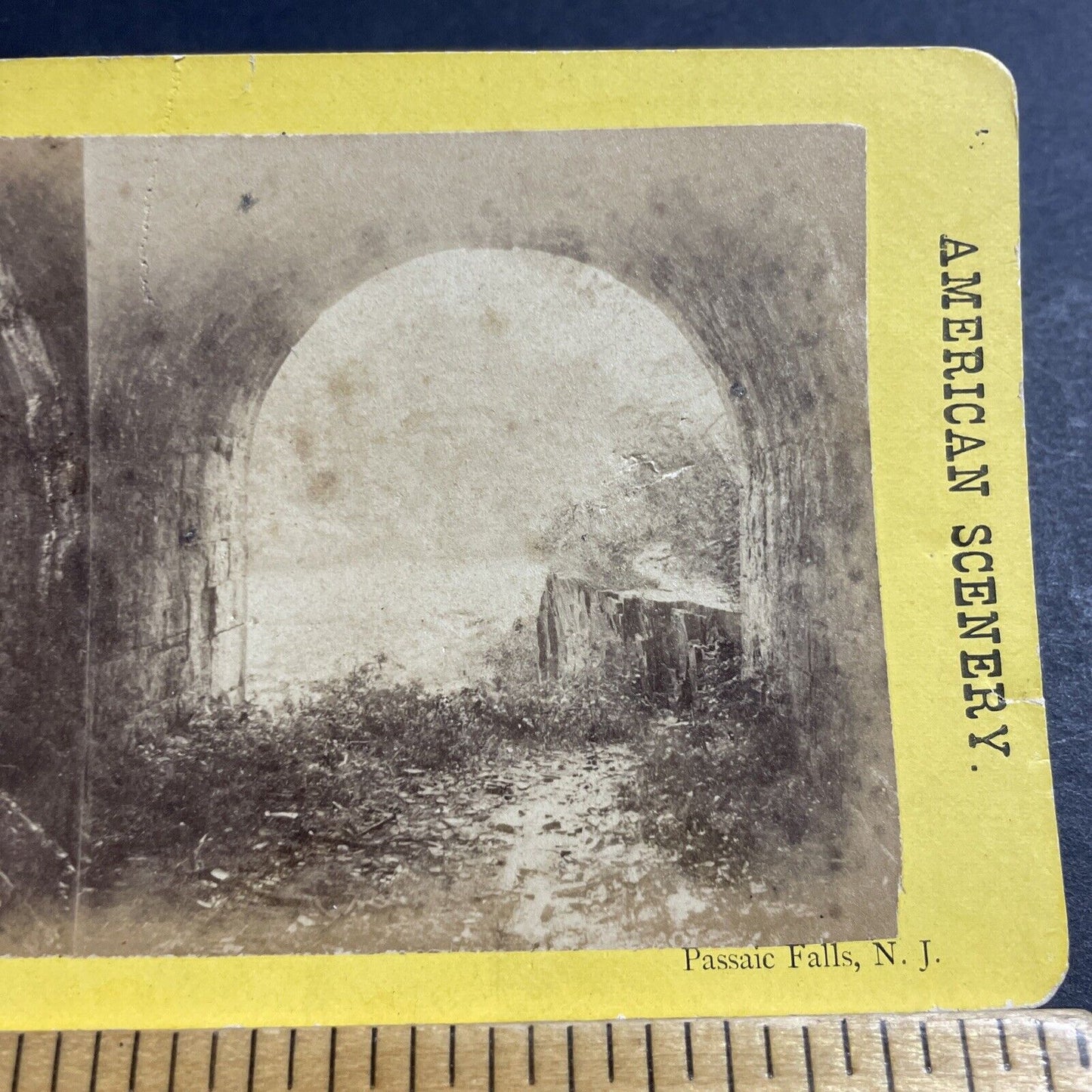 Antique 1870s Passaic Falls New Jersey Stereoview Photo Card P5016