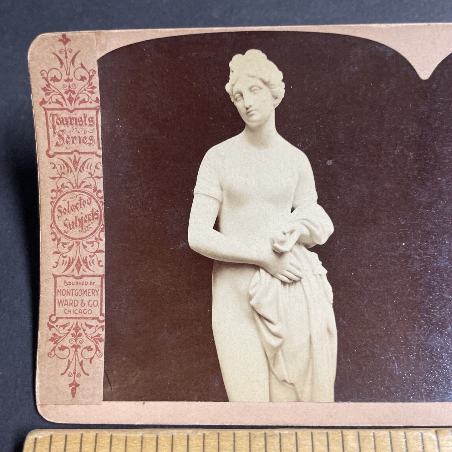 Antique 1880s Marble Carving Of Goddess Venus Stereoview Photo Card P4754