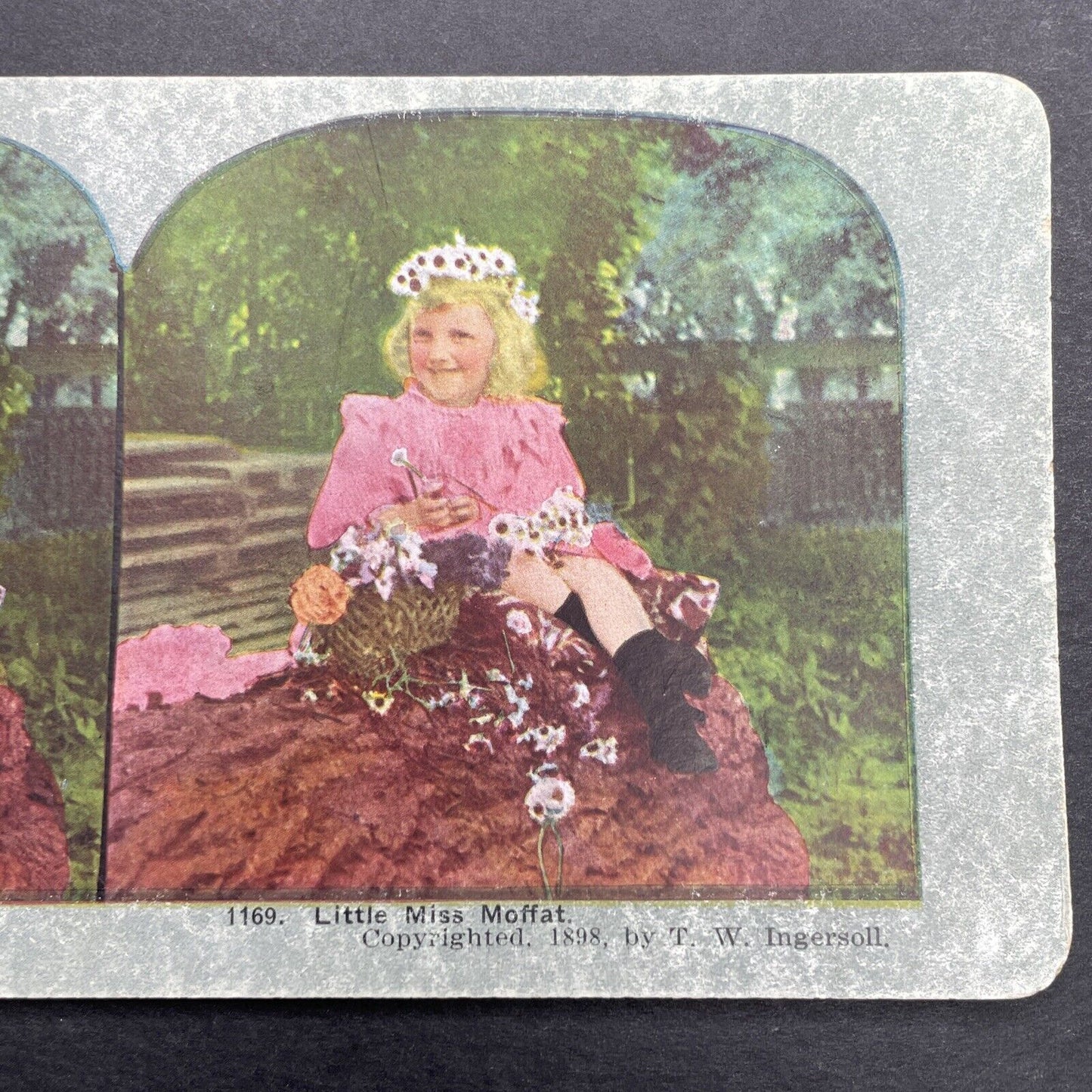 Antique 1898 Girl Dressed As Little Miss Moffat Stereoview Photo Card P1257