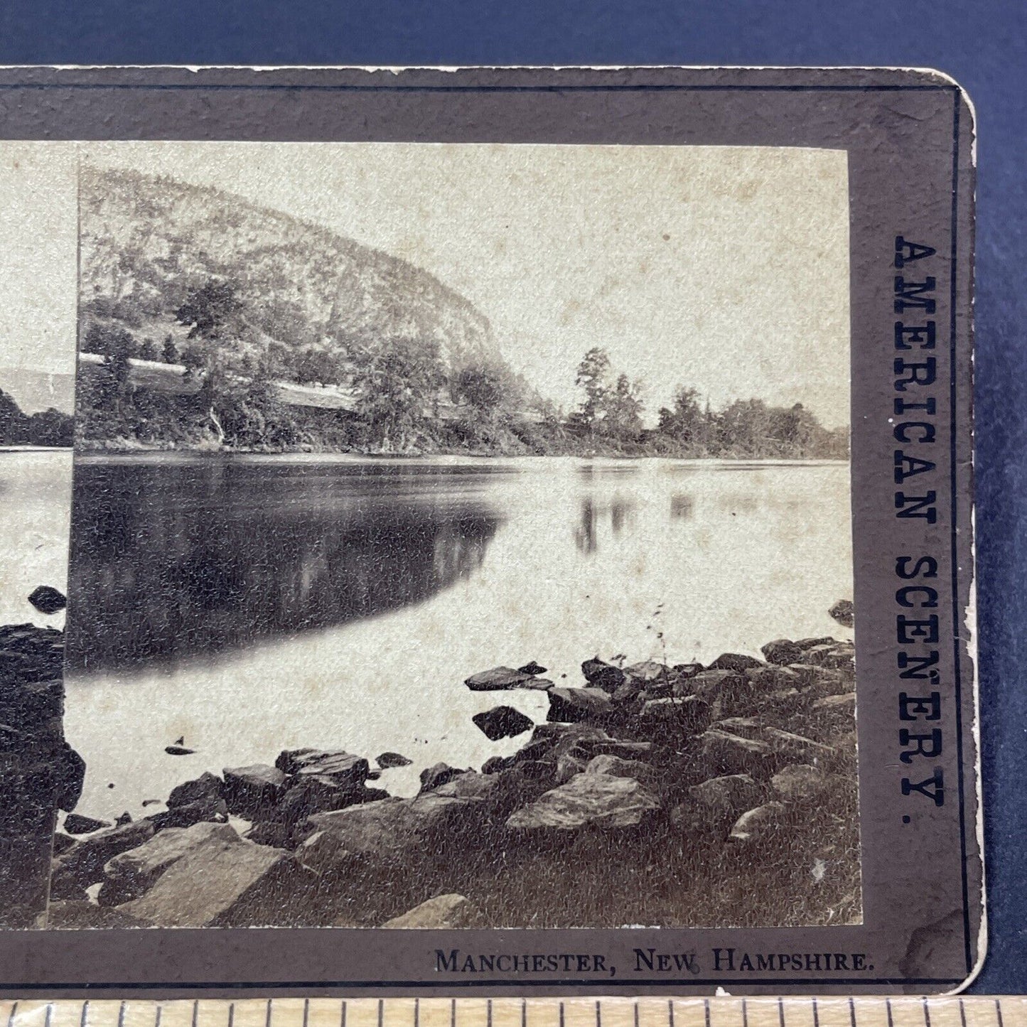 Antique 1870s Manchester New Hampshire Mountain River Stereoview Photo Card 1940