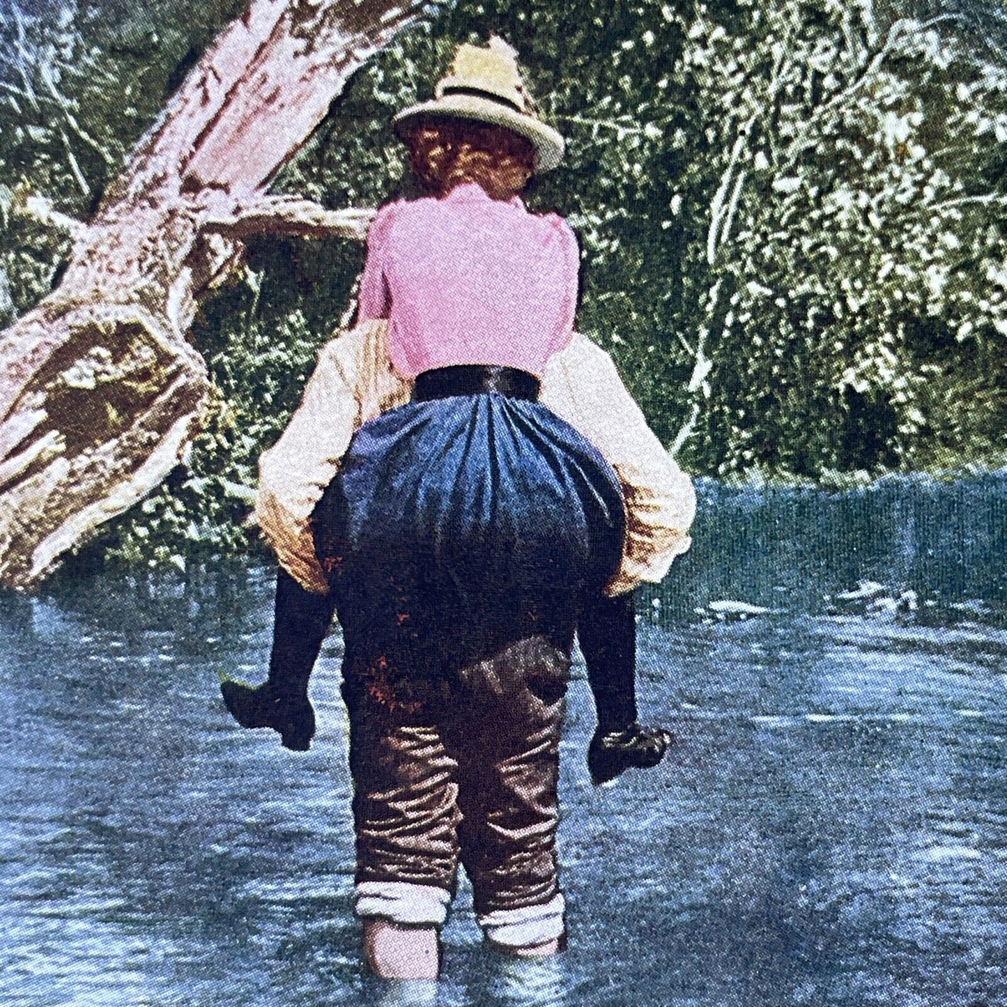 Antique 1903 Man Carries Woman Across A River Stereoview Photo Card V3287