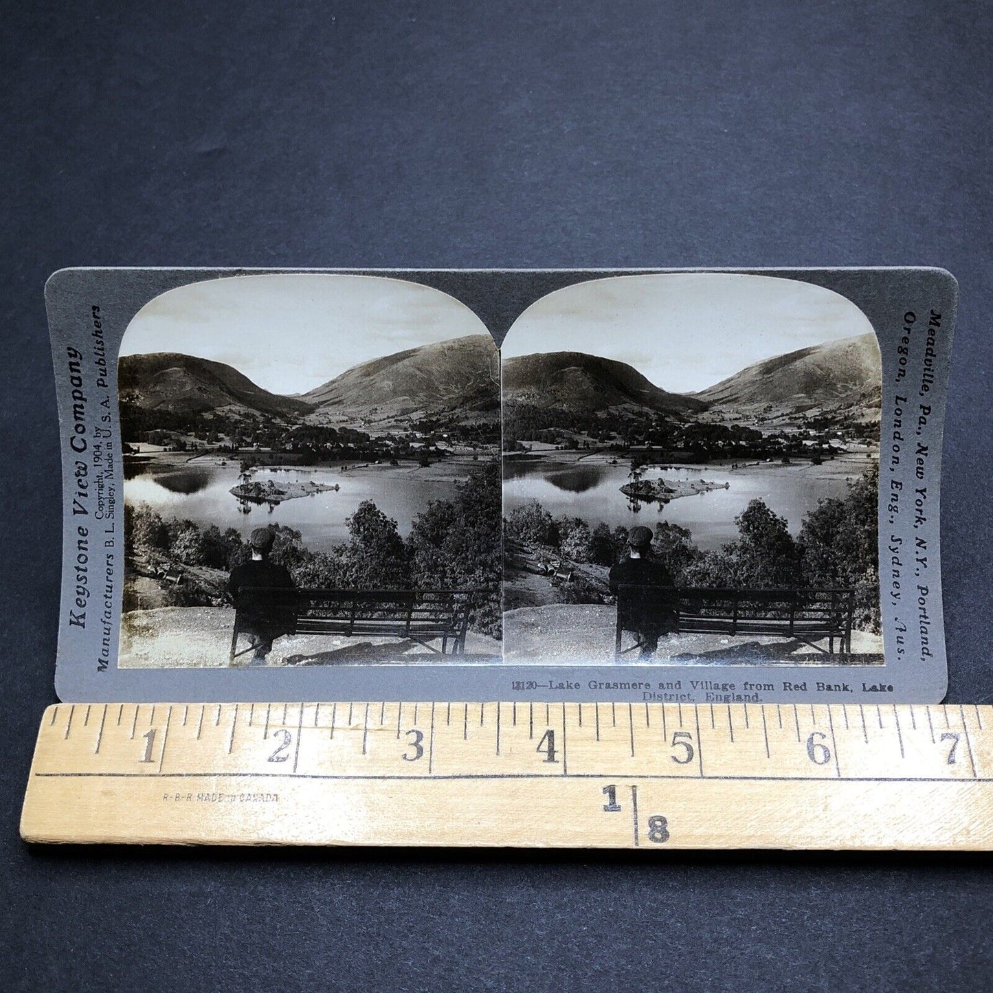 Antique 1904 Lake Grasmere Red Bank England Stereoview Photo Card P2048