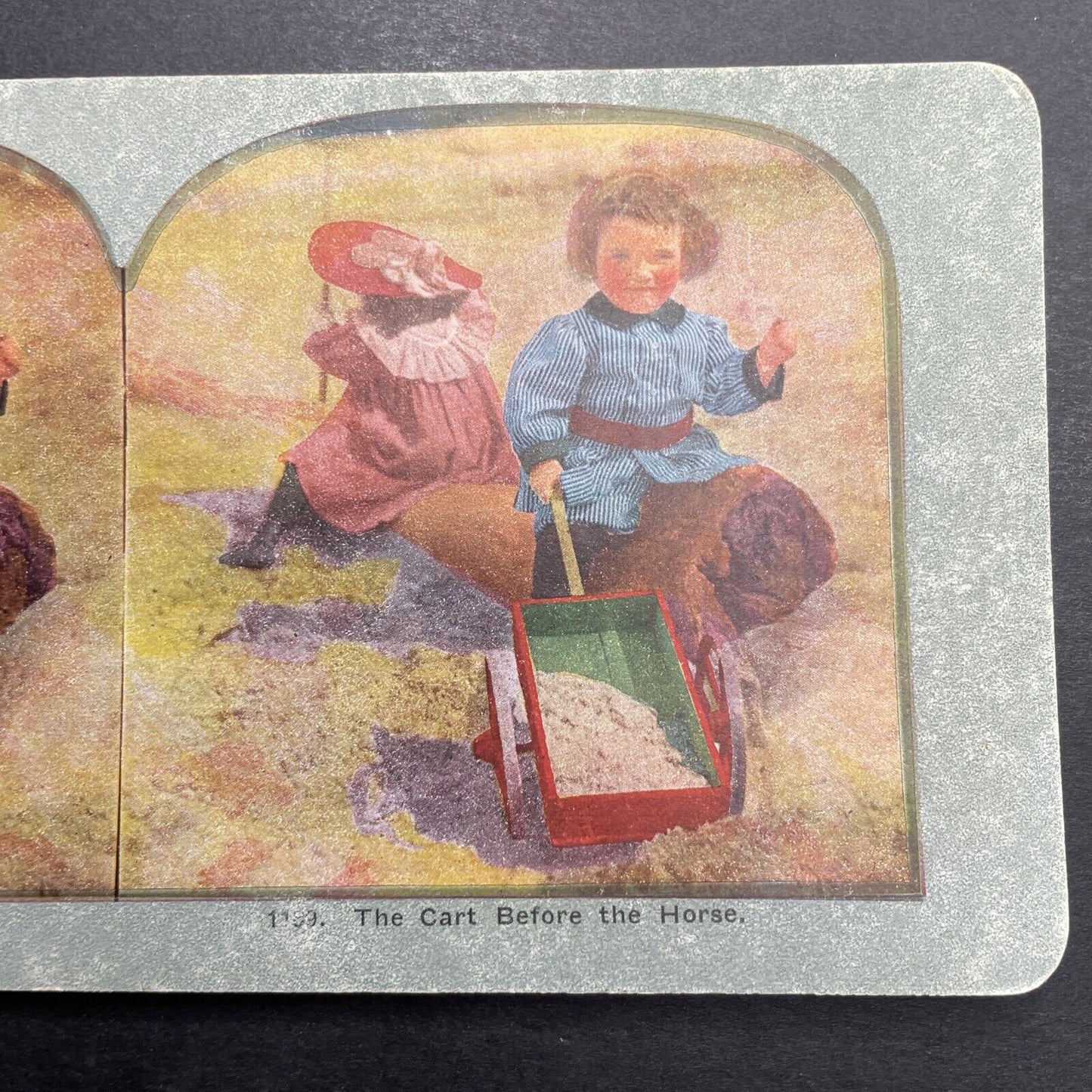 Antique 1898 Children Playing In A Sandbox Stereoview Photo Card P1218