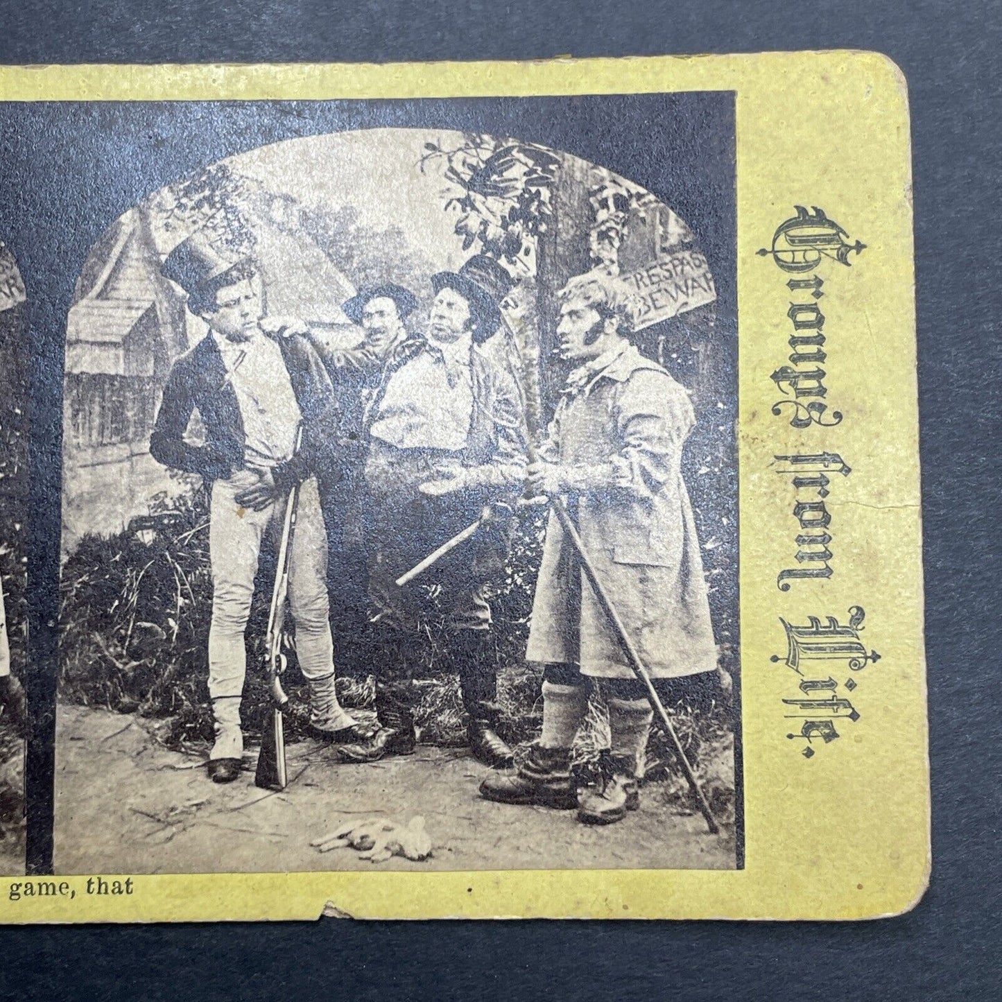 Antique 1860s Hunter Accosted By Farmers Stereoview Photo Card P1193