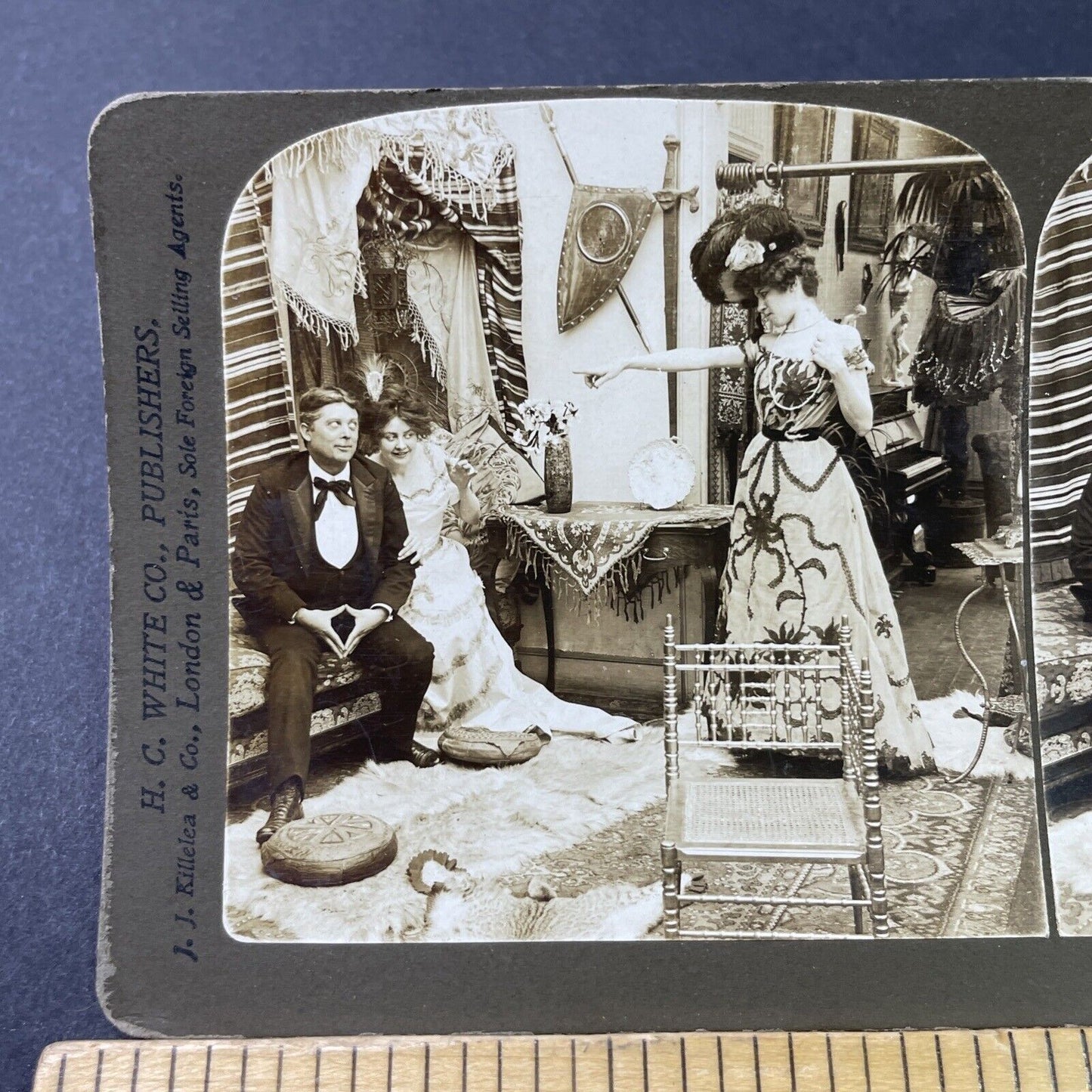 Antique 1903 Wife Catches Husband In A Brothel Stereoview Photo Card P2992