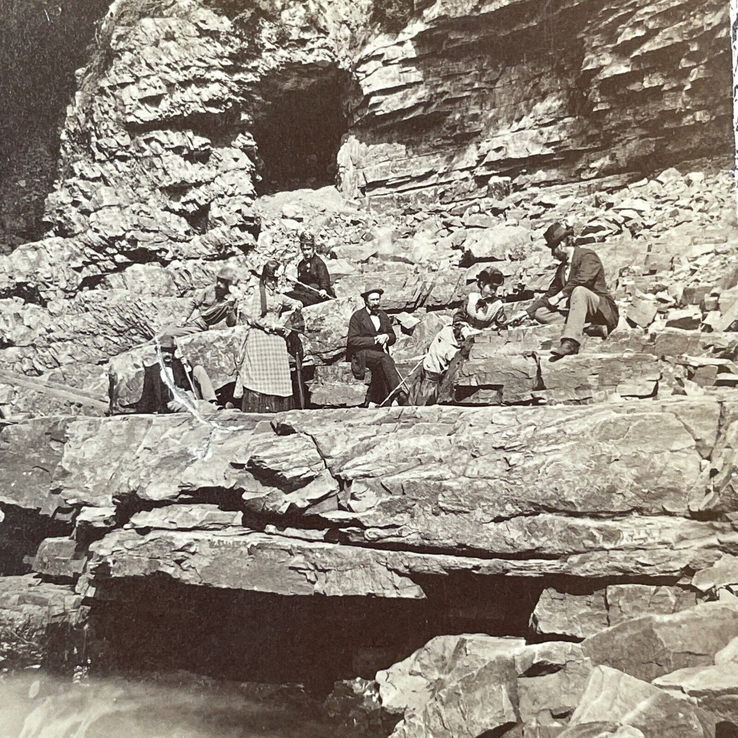 George W. Baldwin Self-Portrait Stereoview Ausable Chasm NY Antique c1870s Y042