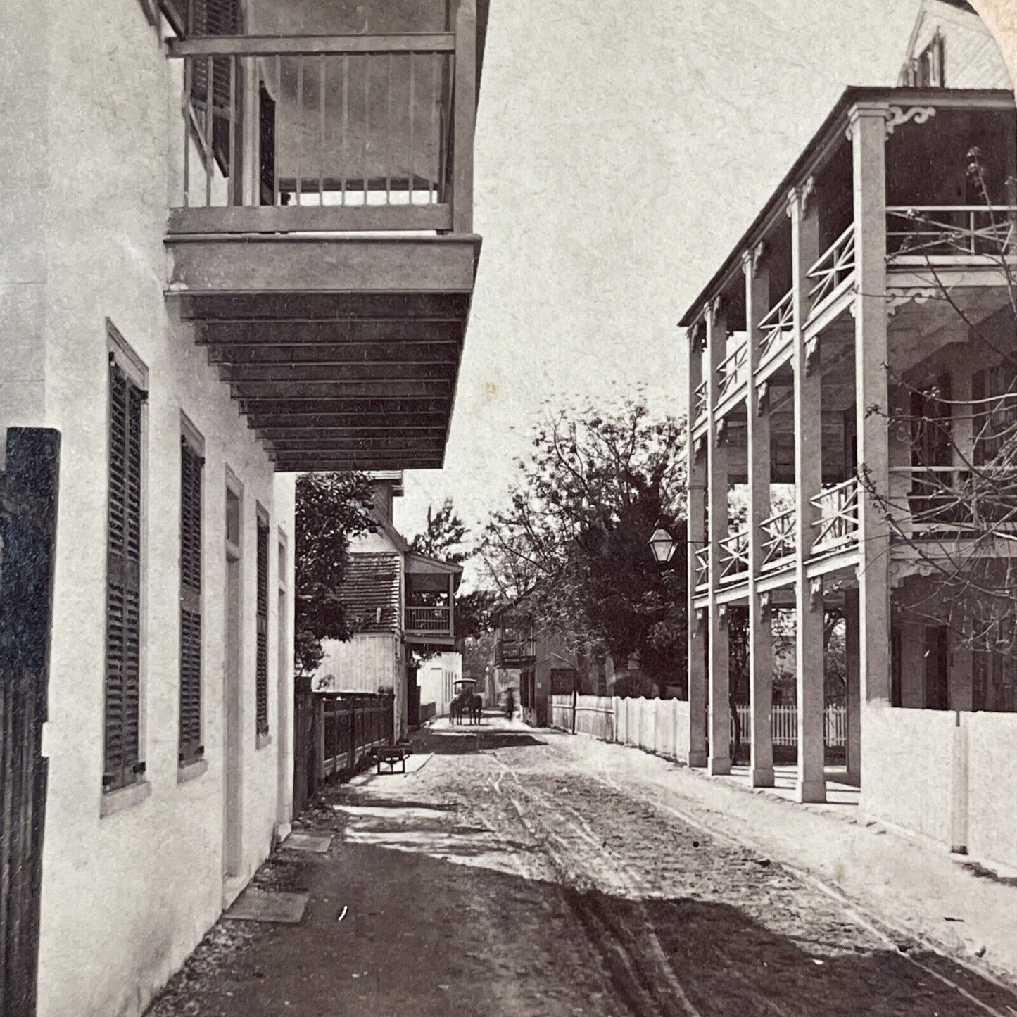 St. George Street in St. Augustine Florida Stereoview Antique c1880 Y083