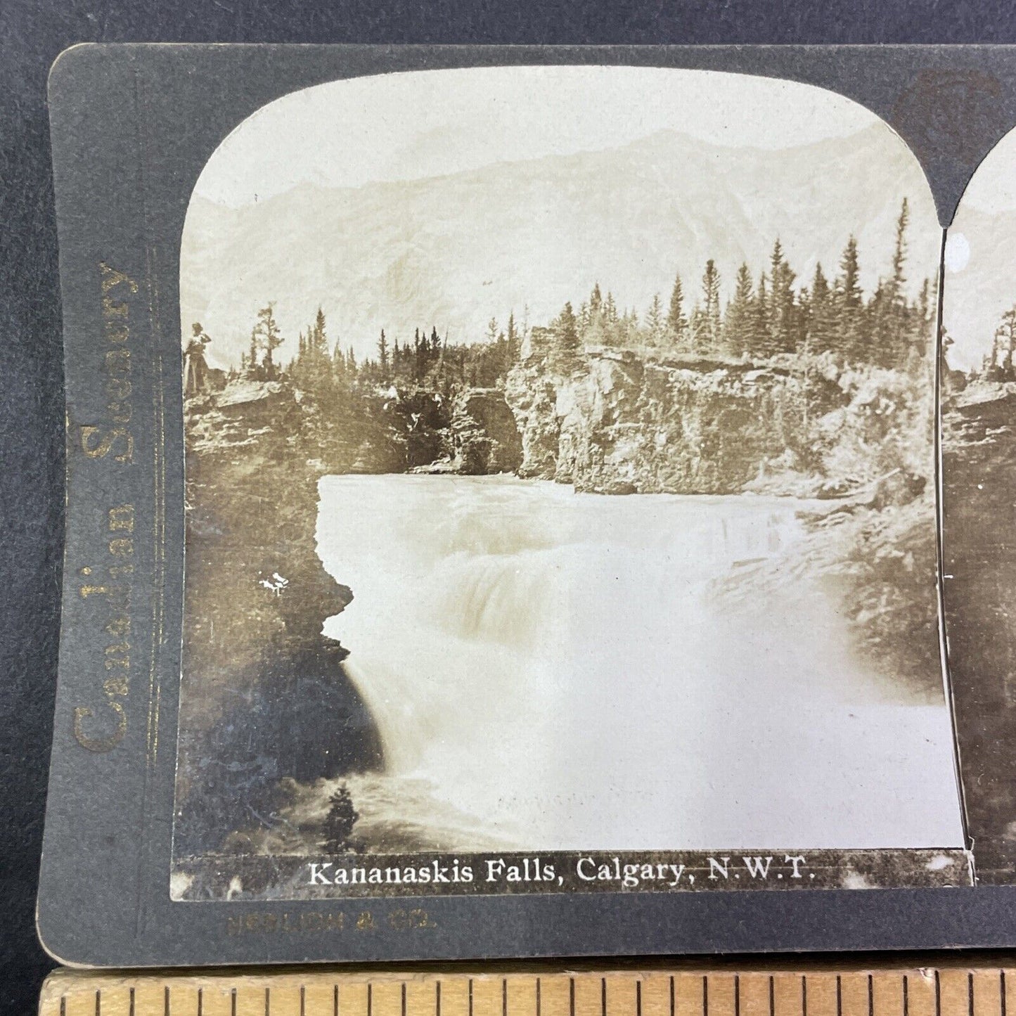 Kananaskis Falls Before the Dam Alberta Stereoview CPR Rail Views c1905 Y2121