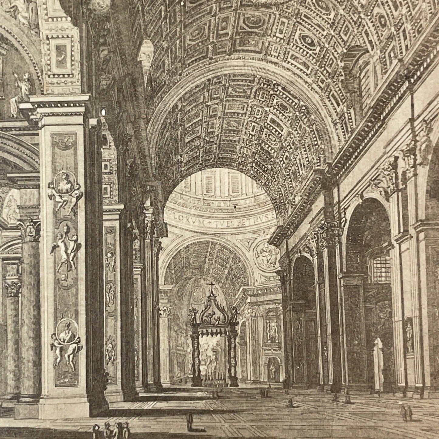 St. Peter's Basilica Rome Italy Stereoview Interior View Antique c1871 X2791