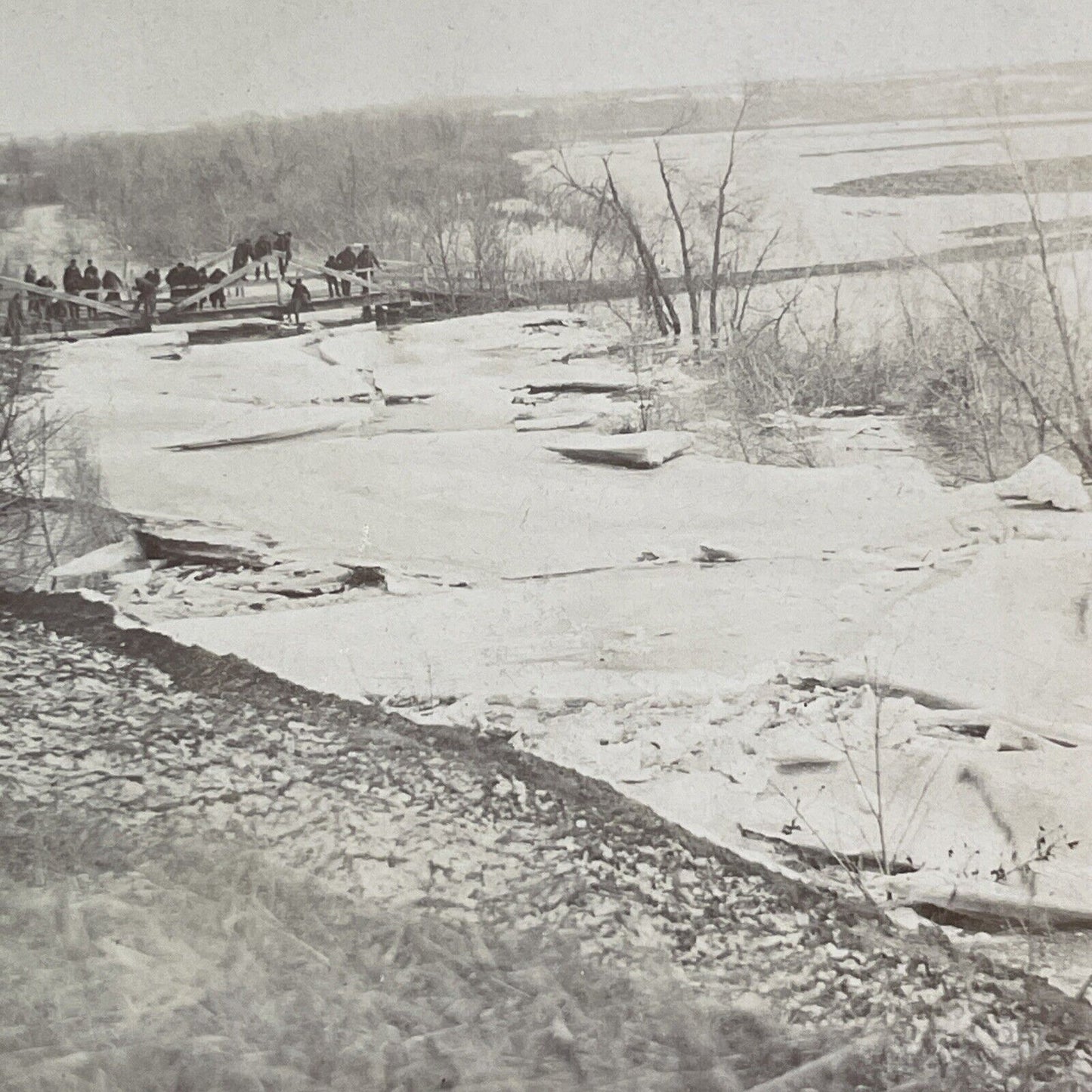 Saint John River Flood Disaster Stereoview New Brunswick Antique c1902 X2435