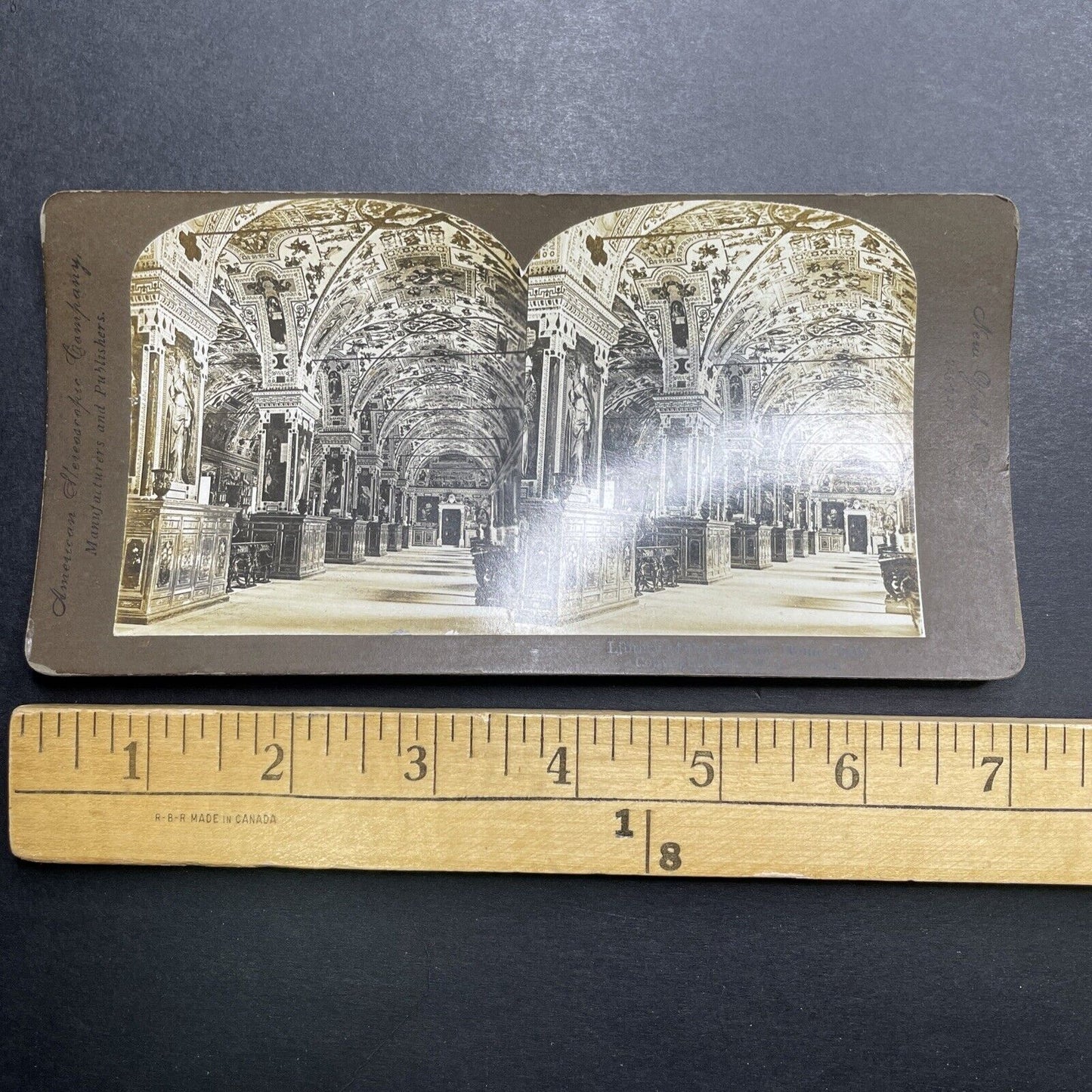 Antique 1901 Library In The Vatican Rome Italy Stereoview Photo Card P1210