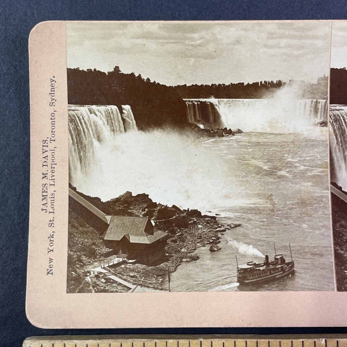 Maid of the Mist Leaving Ferry Dock Stereoview Niagara Falls c1898 Y1857