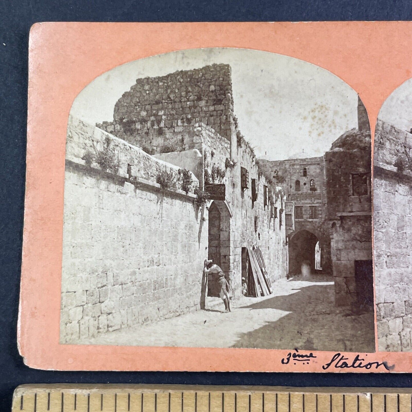 Jewish Hebrew Prayer Wall Israel Stereoview Felix Bonfils Antique c1870 X3286