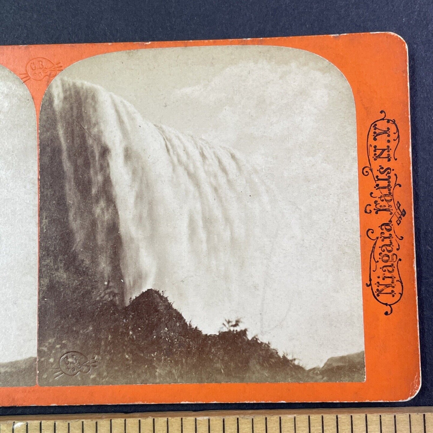 Niagara Falls with Embossed C.B. Stamp Stereoview Charles Bierstadt c1870s Y1843