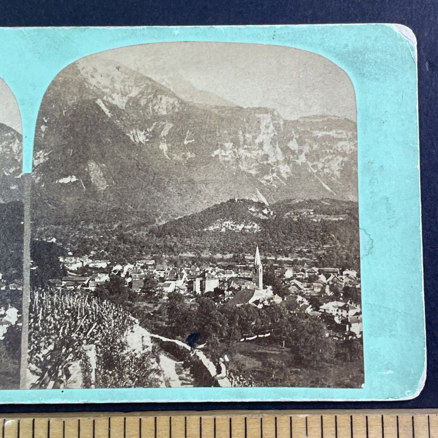 City Of Bex Switzerland Stereoview RARE EARLY PHOTO Antique c1855 X3671