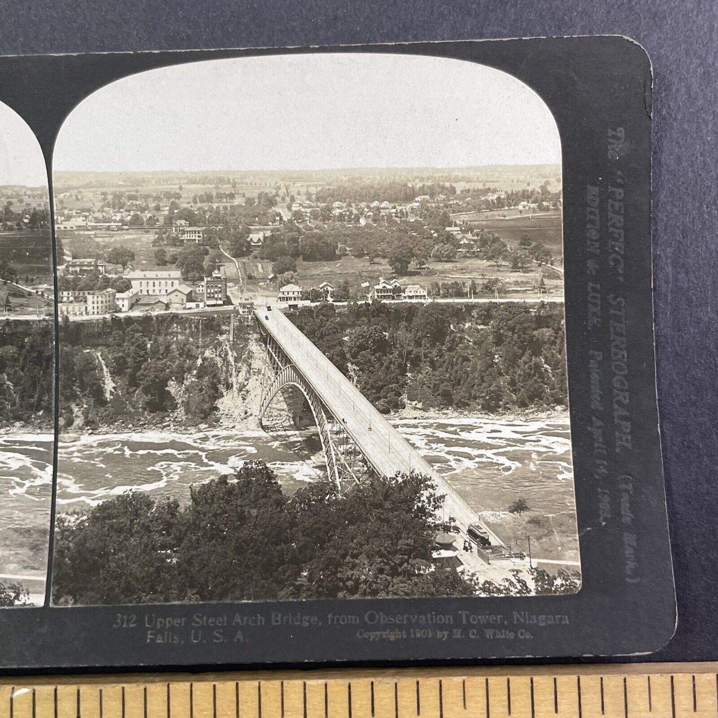 The Honeymoon Bridge and Whirlpool Street Stereoview Niagara Falls c1901 Y1449