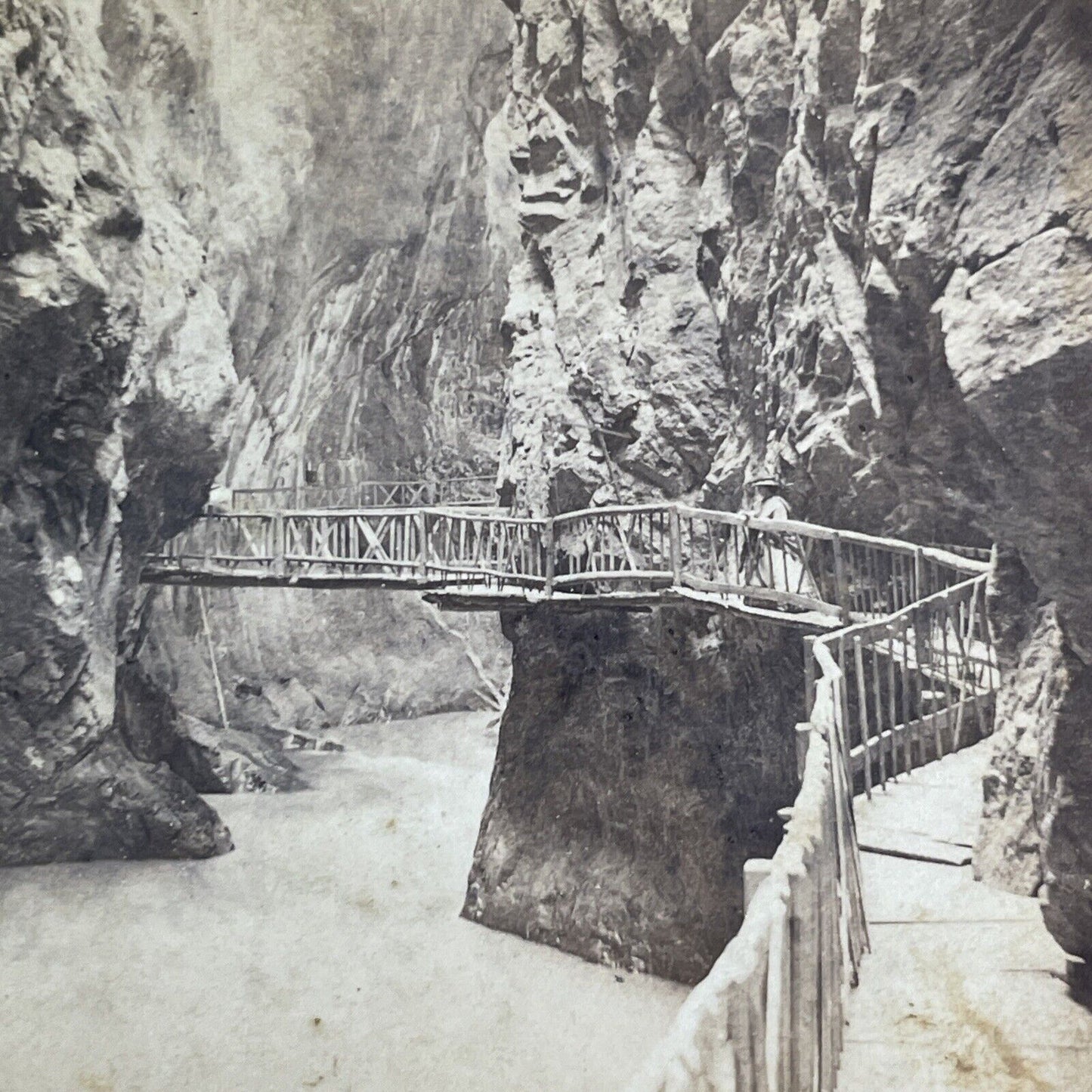 Gorges Du Trient Stereoview Vernayaz Switzerland Antique c1870 X3619