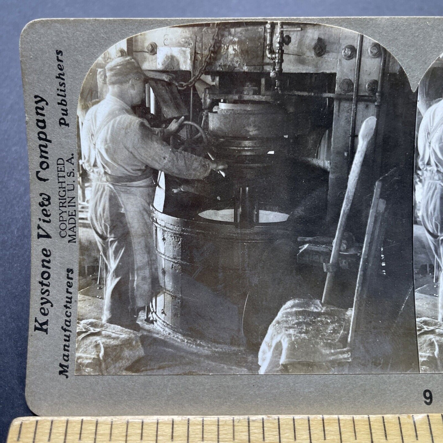 Antique 1910 Early Salt Centrifuge St. Clair Michigan Stereoview Photo Card 2468