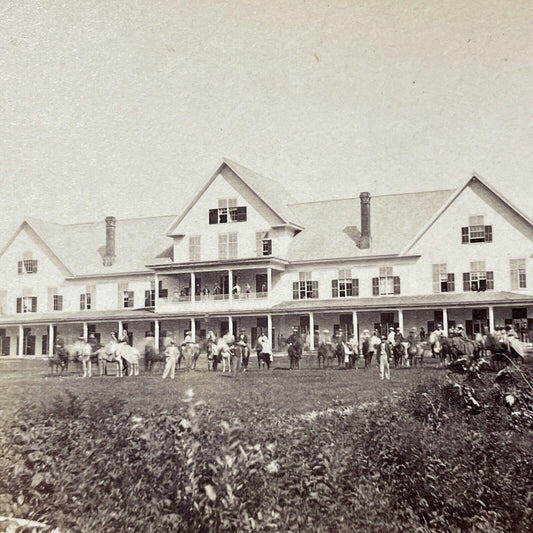 Antique 1870s Crawford House Outdoor Party NH Stereoview Photo Card V1892