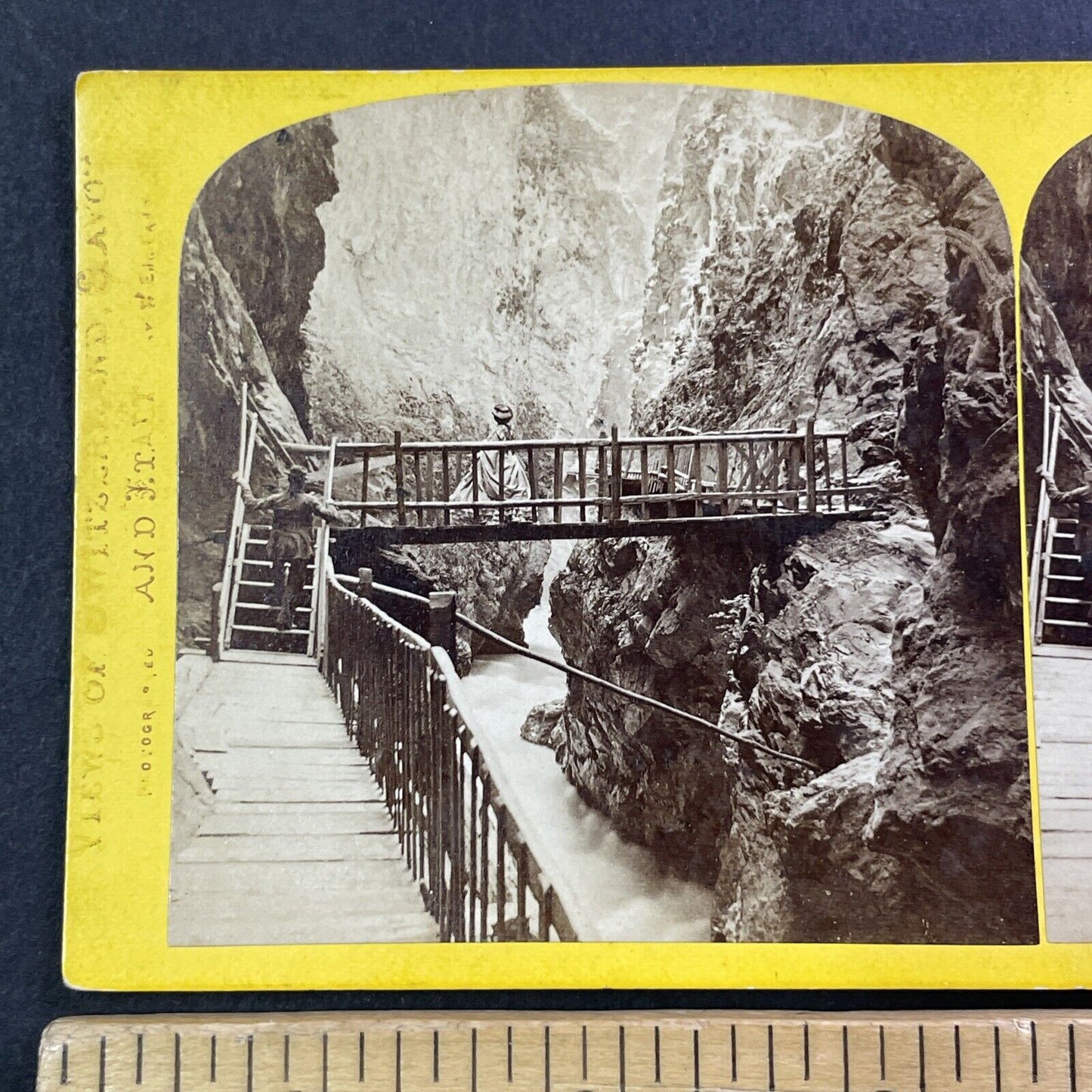 Trient Gorge Martigny Switzerland Stereoview William England Antique c1870 X4234