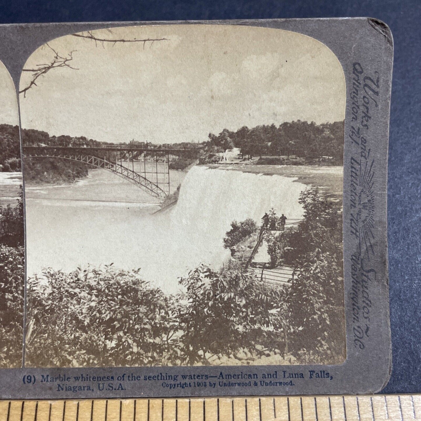 Antique 1903 Niagara Falls From Luna Island NY Stereoview Photo Card P4899