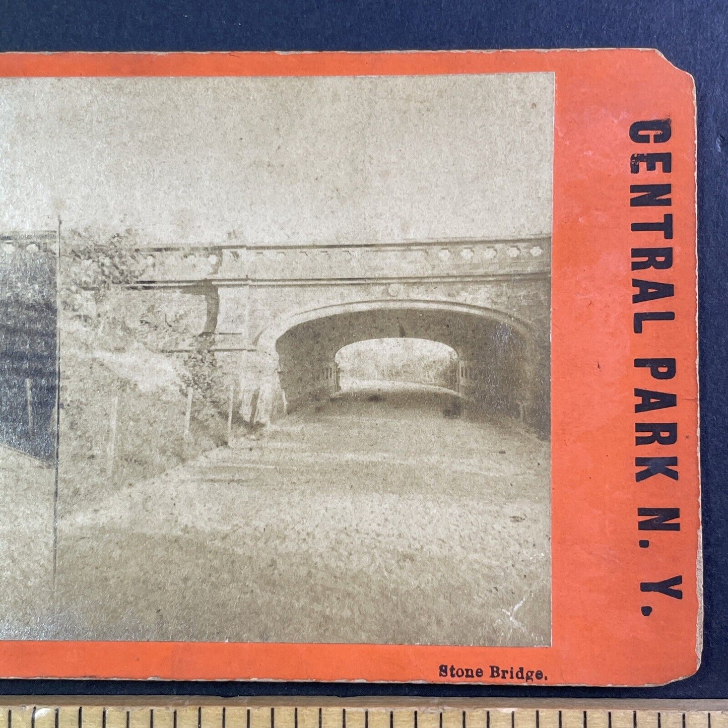 Central Park Stone Bridge Stereoview Manhattan New York Antique c1867 X3720