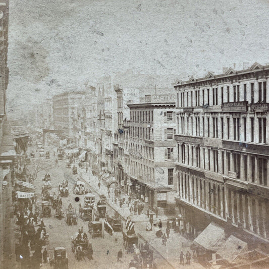 Antique 1860 Broadway Street Manhattan New York City Stereoview Photo Card V3426