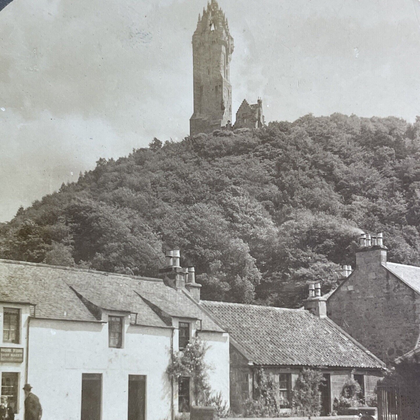 Antique 1902 William Wallace Monument Scotland Stereoview Photo Card P2198