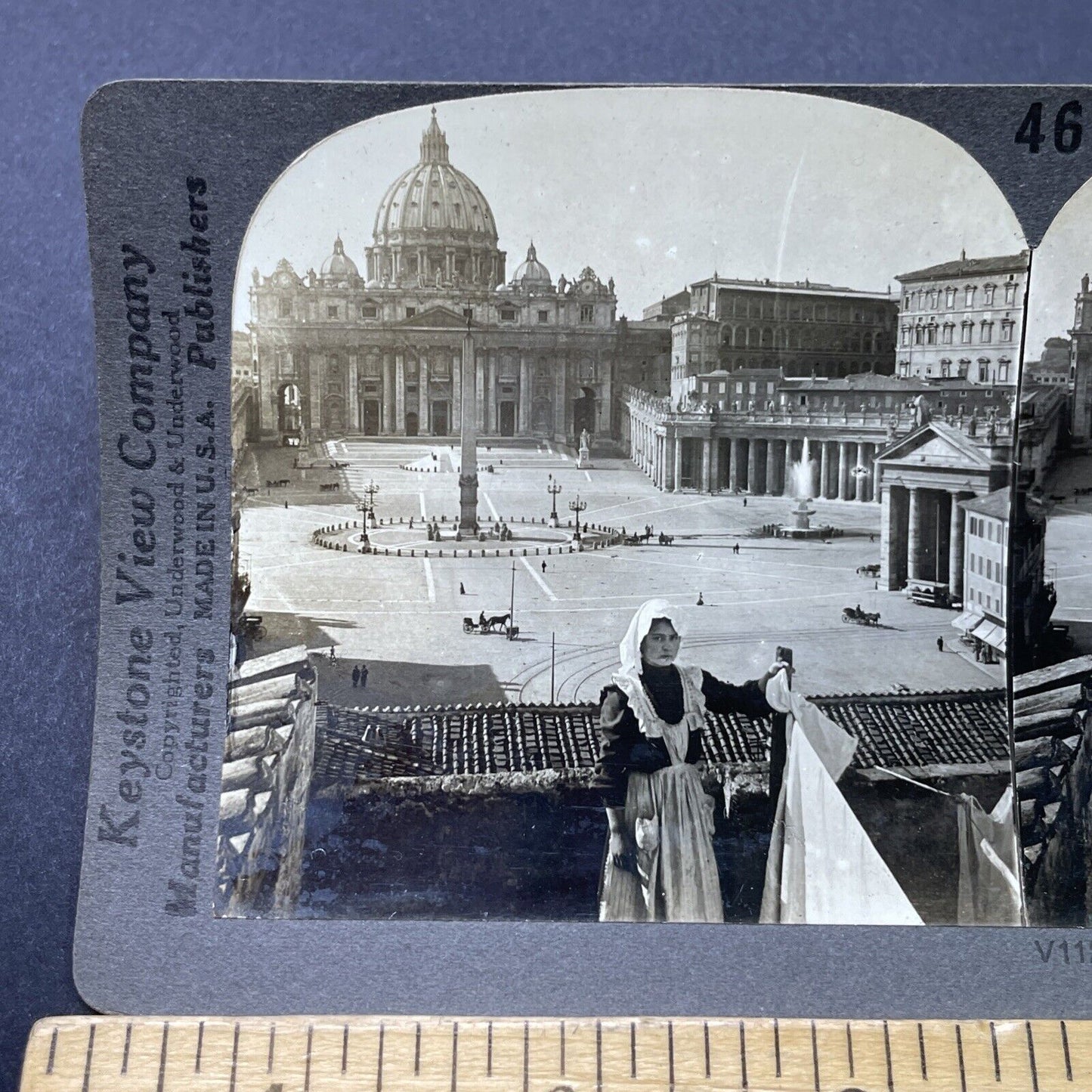 Antique 1910s Young Maid Servant Rome Italy Stereoview Photo Card P2801