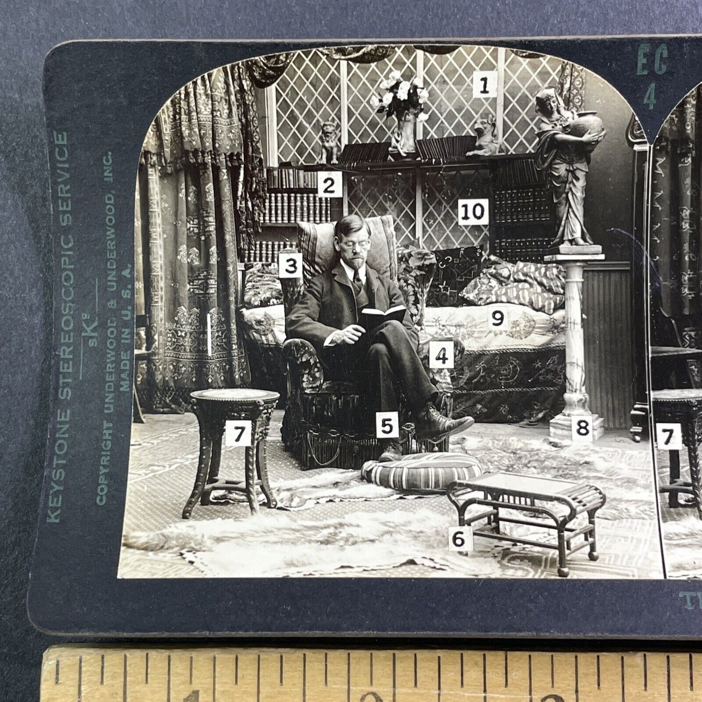 Optometrist Medical Eye Strength Training Stereoview Antique c1920s X1634