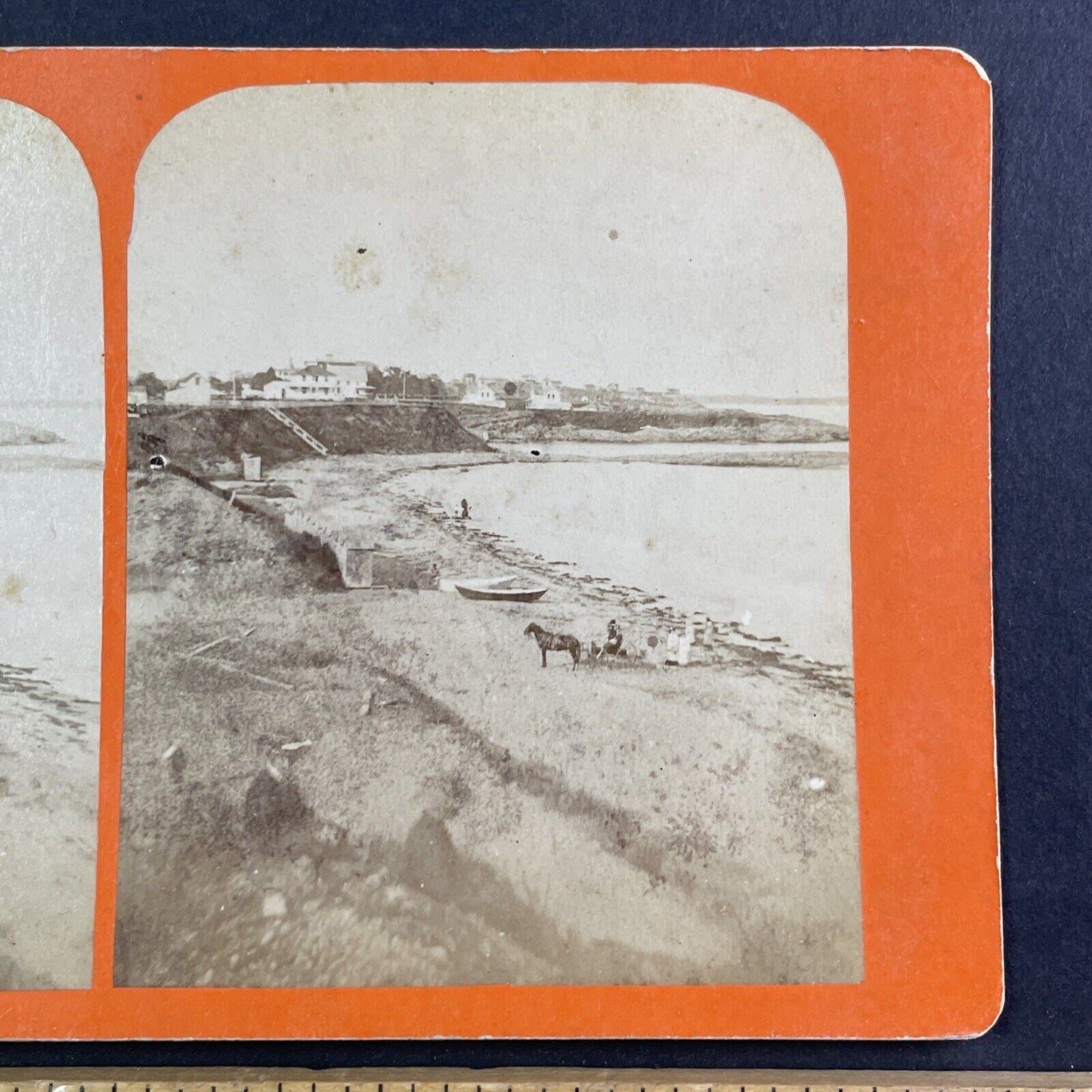 Preston Beach Clifton Massachusetts Stereoview Early Photo Antique c1870s Y166