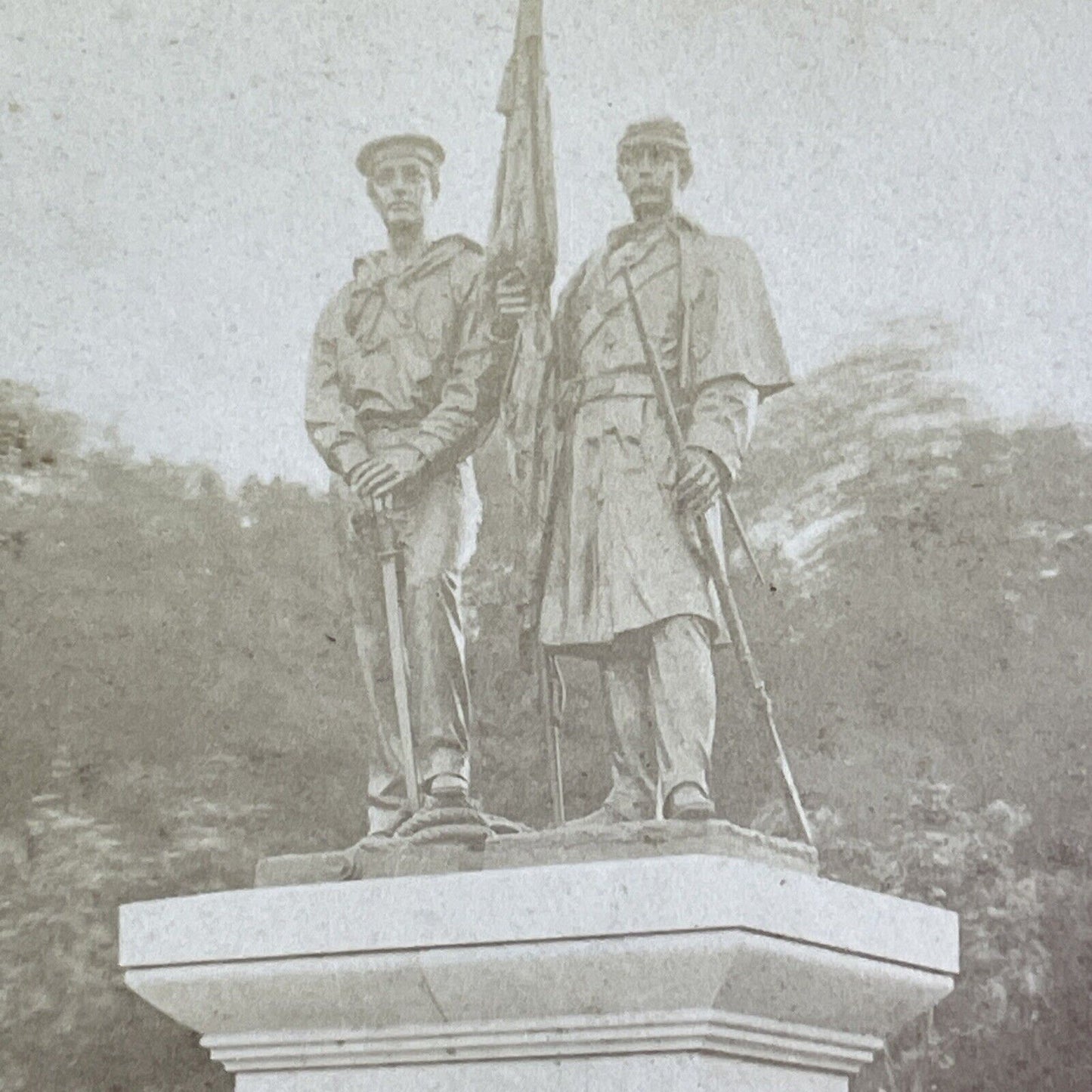 Union Civil War Monument Stereoview Erie Pennsylvania Antique c1872 X3158