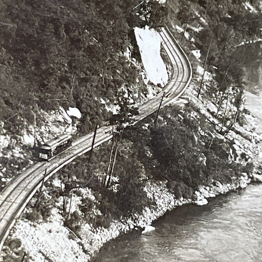 Antique 1909 Niagara Gorge Lewiston Railroad Ontario Stereoview Photo Card V2180