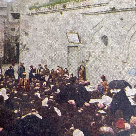 Antique 1902 Pilgrims On Road To Cavalry Jerusalem Stereoview Photo Card P1058