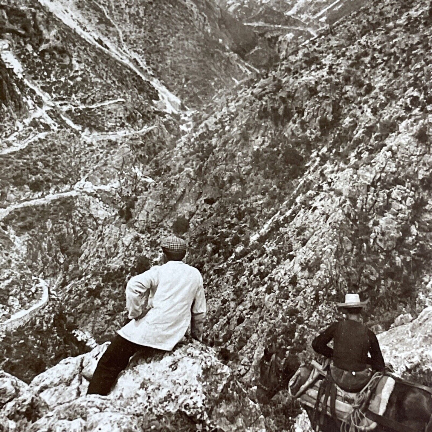 Antique 1910s Men Hunting In Langada Pass Greece Stereoview Photo Card P4415