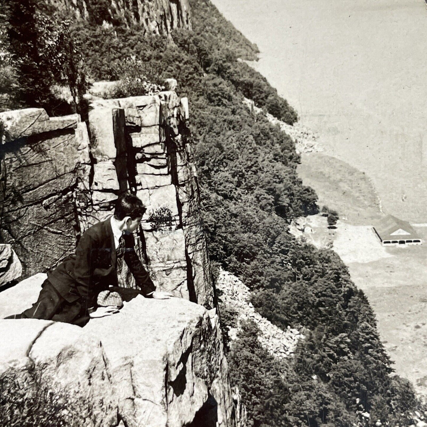 Antique 1920s Cliffs Over Hudson River New Jersey Stereoview Photo Card P3709