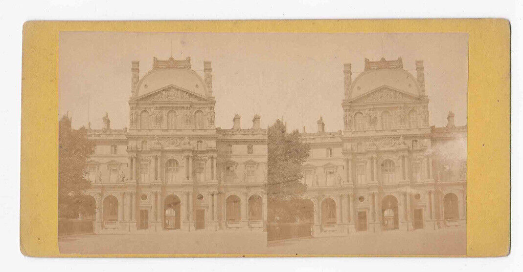 Antique 1850s The Louvre Palace Pavillon Richelieu Paris France Stereo Card P282