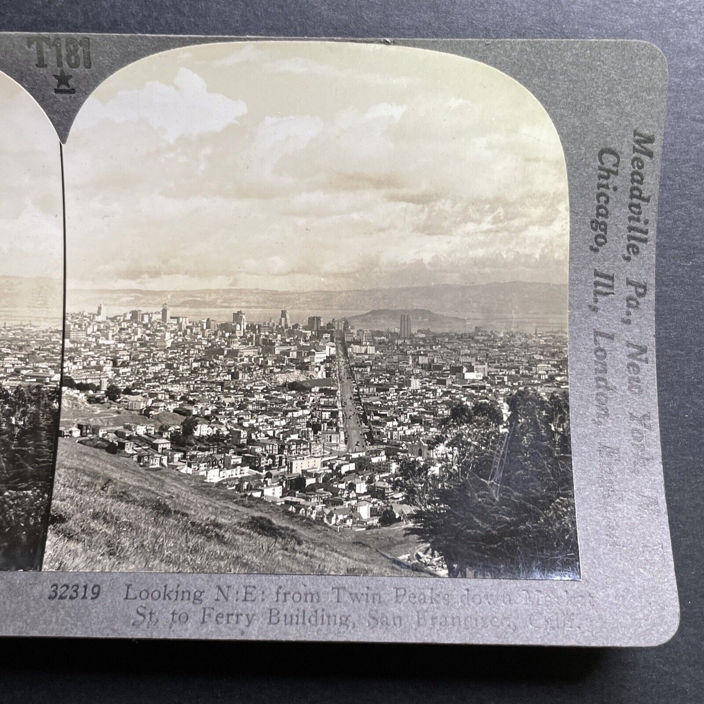 Antique 1921 Market Street San Francisco California Stereoview Photo Card P1410