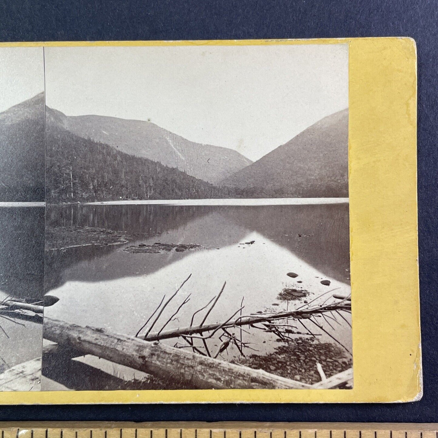 Echo Lake Franconia Notch New Hampshire Stereoview N.W. Pease c1870s Y925